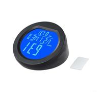 ZYNCUE Horloge numérique à énergie solaire pour voiture - Affichage LCD - Affichage de la date, de la semaine et de la température - Capteur de vibrations - Matériau ABS - Support pour tableau de bord