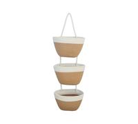 ZYNCUE Panier de rangement suspendu à 3 niveaux en coton, organiseur mural pour salon, cuisine, chambre à coucher, étagère peu encombrante avec décoration moderne, blanc