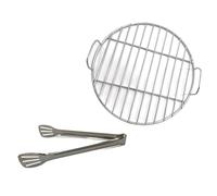 ZYNCUE Tapis de gril rond en acier inoxydable avec clip, 33 cm sans grillage, cuisson uniforme, filet de barbecue réutilisable, grille de barbecue à gaz et charbon de bois, démarreur argenté propre