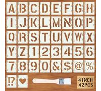 ZYNERY 43 Pièces Pochoir Lettre Alphabet, Pochoirs Pour Peinture, Plastique Réutilisable Pochoir Alphabet, Pochoirs Lettres & Chiffres pour Décoration Murale, Artisanat, DIY (10cm, 4in)