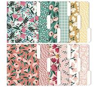 Zynshe Lot de 12 dossiers décoratifs à 3 languettes, format lettre, couleur bohème, 21,6 x 27,9 cm, jolis dossiers, fournitures pour la maison et le bureau (fleur)
