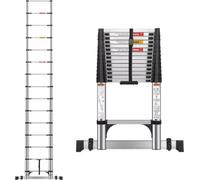 Zyrell Echelle télescopique pliante - 5 m - Forme A & Echelle droite - Acier inoxydable - Echelle d'extension 2 en 1 - Capacité de charge 150 kg