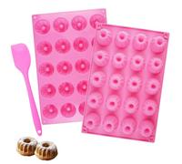 Zyren Moule à Kougelhopf Silicone, 2 Pièces, 29×19.5×2 cm, Rose | 20 Forme de Motifs de Rainures, Moules à Donuts, Réutilisable, Pour Gâteaux Muffins Brownie Pudding