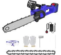 Zyren Tronçonneuse électrique sans fil 12 pouces - Sans balai - Mini tronçonneuse à main avec batterie & boîte à outils - Outil manuel pour la coupe de bois et d'arbres de jardin
