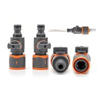 Zyrtkeriom Lot De 4 Raccords Tuyau Arrosage 1/2 Pouce, Connecteur avec Vanne De Régulation Et Arrêt, Compatible avec Gardena, pour Contrôle du Débit D’Eau