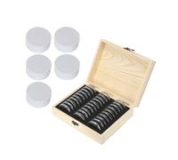 ZythrXLate Mallette numismatique en Bois Boîte de Rangement pièces Monnaie 20/30/50/100, avec Tampon réglage, étui Collection commémoratives en Bois réglable pour collectionneurs(30PCS)