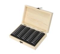 ZythrXLate Mallette numismatique en Bois Boîte de Rangement pièces Monnaie avec Tampon réglage, 20/30/50/100, étui Collection commémoratives en Bois antioxydant réglable pour collectionneurs(50PCS)
