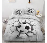 ZyxMehtic Housse de Couette 90x200Football Brise Le Mur - Parure de Lit 1 Personne Sport Gamer Housse Couette en Microfibre Douce avec Fermeture Éclair avec 1 Taie d'oreiller 65x65 cm