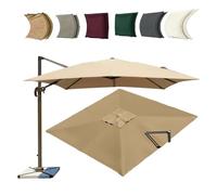 ZYXQQJ 4x3M Rectangulaire Auvent De Rechange pour Parasol Déporté 8 Baleines Toile De Rechange pour Parasol De Jardin Extérieur(Khaki,3x3m/9.8x9.8ft)