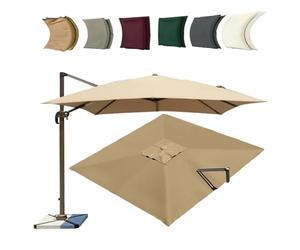 ZYXQQJ 4x3M Rectangulaire Auvent De Rechange pour Parasol Déporté 8 Baleines Toile De Rechange pour Parasol De Jardin Extérieur(Khaki,3x3m/9.8x9.8ft)