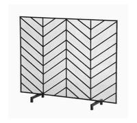 ZYYANSHOP Ecran de Cheminée Cloison de cheminée Simple en Or avec écran Sol Maille for la Maison Clôture décorative Avant Écran Face(Noir)