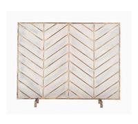 ZYYANSHOP Ecran de Cheminée Cloison de cheminée Simple en Or avec écran Sol Maille for la Maison Clôture décorative Avant Écran Face(Gold)