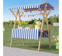 ZYZSY Chariot De Vente Pliable, Stand De Marché en Bois avec Auvent, pour Atelier(Blue 1,150cm/59in)