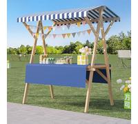 ZYZSY Chariot De Vente Pliable, Stand De Marché en Bois avec Auvent, pour Atelier(Blue 2,150cm/59in)