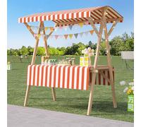 ZYZSY Chariot De Vente Pliable, Stand De Marché en Bois avec Auvent, pour Atelier(Orange 1,120cm/47.2in)