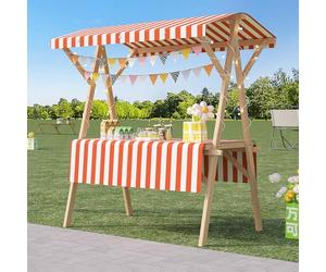 ZYZSY Chariot De Vente Pliable, Stand De Marché en Bois avec Auvent, pour Atelier(Orange 1,120cm/47.2in)