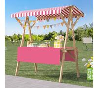 ZYZSY Chariot De Vente Pliable, Stand De Marché en Bois avec Auvent, pour Atelier(Pink 2,150cm/59in)