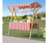 ZYZSY Chariot De Vente Pliable, Stand De Marché en Bois avec Auvent, pour Atelier(Red 1,150cm/59in)