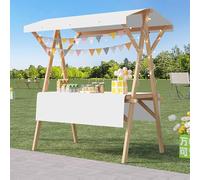 ZYZSY Chariot De Vente Pliable, Stand De Marché en Bois avec Auvent, pour Atelier(White,150cm/59in)