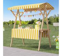 ZYZSY Chariot De Vente Pliable, Stand De Marché en Bois avec Auvent, pour Atelier(Yellow 1,120cm/47.2in)