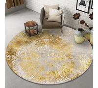 ZZBBZZ-YJ Tapis Contemporain Tapis Rond pour Salon Chambre ou Cuisine, Jaune/Gris - 80cm 100cm 120cm 140cm 160cm 180cm 200cm Coiffeuse Tapis (Size : Diamètre 80cm)