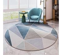 ZZBBZZ-YJ Tapis de Zone de géométrie Tapis Rond pour Salon Chambre ou Cuisine, Bleu/Gris 80cm 100cm 120cm 140cm 160cm 180cm 200cm (Size : Diamètre 100cm)