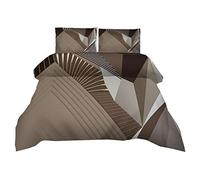 ZZDXW Parure de Lit 220x240 Adulte Marron Géométrique Housses de Couettes Ado Adulte Housse de Couette Fermeture Eclair Parure de Lit 2 Places Personne Romantique Microfibre avec