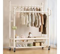 ZzERTE Portant À Vêtements À Double Tringle,Portant À Vêtements Solide sur roulettes,Porte-Manteaux,pour Chambre,Salon,Solide(White,80cm/31.5in)