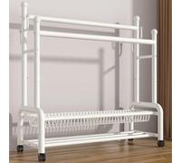 ZzERTE Portant À Vêtements À roulettes avec Étagère De Rangement,Porte-Manteaux avec Double Tringle,Penderie,De Rangement,Chambre,Buanderie(White,100cm/39.4in)