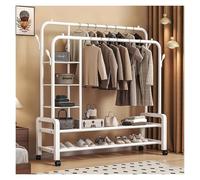 ZzERTE Portant À Vêtements Sur Roulette, Porte-manteaux, Penderie, Avec Double Tringle Et Étagère De Rangement, Chambre, Buanderie(White,130cm/51.2in)