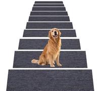 ZZGZZG Tapis D'Escalier, 5 Pièces 50 x 75 cm Auto-Adhésif Antidérapant Tapis de Porte Lavable en Machine, avec Dos en TPE pour Enfants, Personnes Âgées et Animaux, Gris Foncé