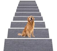 ZZGZZG Tapis D'Escalier, 5 Pièces 50 x 75 cm Auto-Adhésif Antidérapant Tapis de Porte Lavable en Machine, avec Dos en TPE pour Enfants, Personnes Âgées et Animaux, Gris