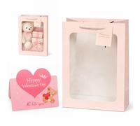 ZZHBOO 2 Sacs Cadeau en Papier, Cartes de Voeux, Ensemble de Sacs Cadeau avec Fenêtre Transparente, Cadeau de Saint-Valentin, Sacs d'Anniversaire et Sacs Cadeau pour Présent