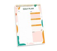 ZZHYTANG Carnet de notes quotidien, A5 Anglais Planner Schedule Book Relié par spirale Bloc-notes de l'agenda quotidien, hebdomadaire et mensuel Une vie efficace et autodisciplinée(A)
