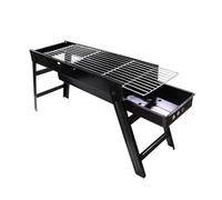 ZZHYTANG Grill à Charbon Pliable Portable 60cm, Barbecue Extérieur Grand Format for 4-6 Personnes, Grille INOX Bac à Cendres Coulissant for Camping Jardin Maison