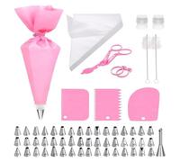 ZZHYTANG Kit décoration gâteau 80 pièces, poche à douille réutilisable TPU + 49 douilles inox, poches jetables accessoires for cupcakes anniversaire mariage