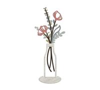 ZZHYTANG Metal Flower in Vase Desktop Ornament, 2D Flat Iron Art Silhouette Tabletop Decor for Office Desk Shelf Shelf - Space-Saving Minimalist Home Decoration(Pic 3)