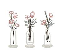 ZZHYTANG Metal Flower in Vase Desktop Ornament, 2D Flat Iron Art Silhouette Tabletop Decor for Office Desk Shelf Shelf - Space-Saving Minimalist Home Decoration(3 Pack)