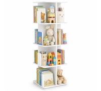 ZZINOKE Bibliothèque rotative à 360° pour enfants, 4 niveaux, étagère à jouets, étagère pour enfants, convient pour chambre d'enfant, bureau, salon, carrée, blanche