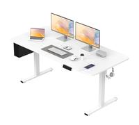 ZZINOKE Bureau Électrique Réglable en Hauteur, 160 x 80cm, Bureau Assis Debout avec Mémoire Contrôle et Port USB, Bureau Ergonomique, Panneau Intelligent, avec Crochet et Sac de Rangement, Blanc