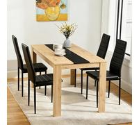 ZZINOKE Ensemble 1 Table et 4 Chaises, Table a Manger:110x70x75cm, Chaise:40x39x98cm, Table Rectangulaire 110cm (MDF Épais), Chaises Similicuir Noir, idéal pour Salle à Manger, Cuisine et Salon