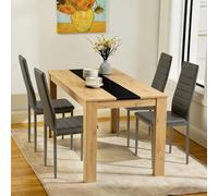 ZZINOKE Ensemble 1 Table et 4 Chaises, Tableau:110x70x75cm, Chaise:40x39x98cm, Table Rectangulaire 110cm (MDF Épais), Chaises Similicuir, idéal pour Salle à Manger, Cuisine et Salon