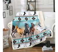 ZZTBQ Cheval Couverture en Polaire pour Adultes, Cheval Au Galop Sherpa Couverture Plaid Polaire 2 Personne 150 x 200 cm 3D Animal Sauvage Couverture Polaire Double Face Ultra Douce en Flanelle