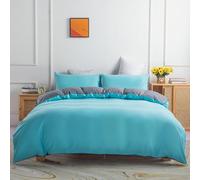 ZZTBQ Housse de Couette 280x240 cm 2 Personne, Housse de Couette Bleu Turquoise Microfibre, Parure de Lit Adulte Réversible Gris Fermeture éclair avec 2 Taie d'oreiller -KP57