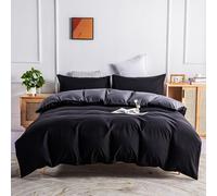 ZZTBQ Housse de Couette 280x240 cm 2 Personne, Housse de Couette Noire Microfibre, Parure de Lit Adulte réversible Gris foncé Fermeture éclair avec 2 Taie d'oreiller -KP25