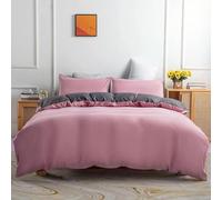 ZZTBQ Housse de Couette 280x240 cm 2 Personne, Housse de Couette Rose Poussière Microfibre, Parure de Lit Adulte réversible Gris Foncé Fermeture éclair avec 2 Taie d'oreiller -KP49