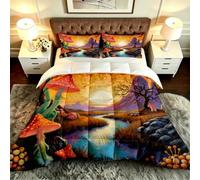 ZZXHG Couette 3D Champignon Orange 160x200 pour Adultes et Adolescents-A5