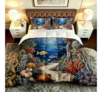 ZZXHG Couette 3D Corail Océanique 160x200 pour Adultes et Adolescents-A33