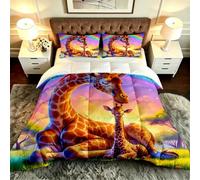 ZZXHG Couette 3D Giraffe Arc-en-Ciel 200x200 cm pour Grand Lit-B373 | Douce, Lavable Confortable, Design Unique Chaud pour Couples et Chambre Maître Suite, Utilisation Quotidienne Toute Saison