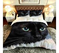 ZZXHG Couette 3D Imprimé Grand Lit Doux et Respirant, Chat en 3D, Couette 200x200 cm avec 2 Taies d'oreiller 65x65 cm, Literie Chaude et Confy, pour Couple et Maître Suite_A21502